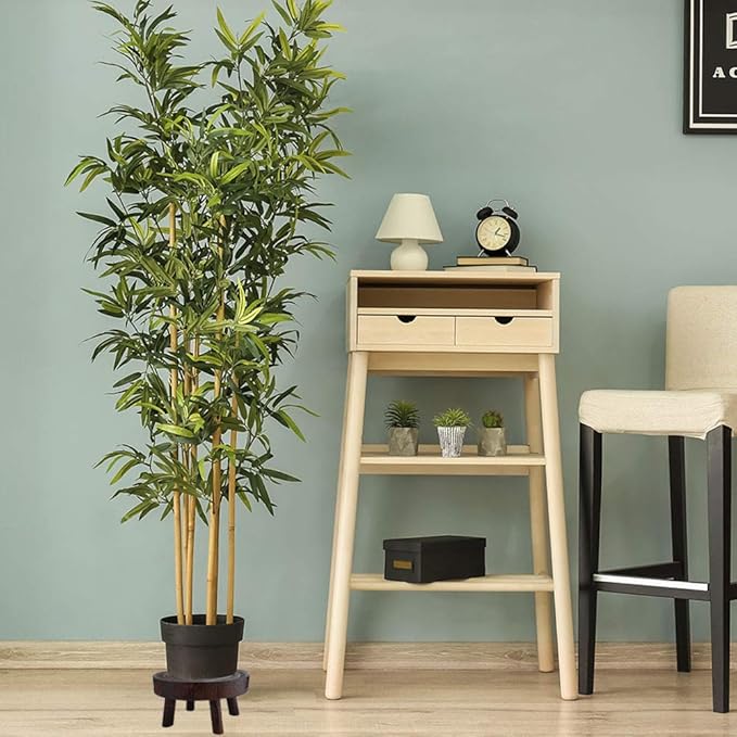 UNIE Mini Wooden Stool Round Garden Flower Display Stand Decorative Short Stool for Indoor Outdoor Office Dining Room