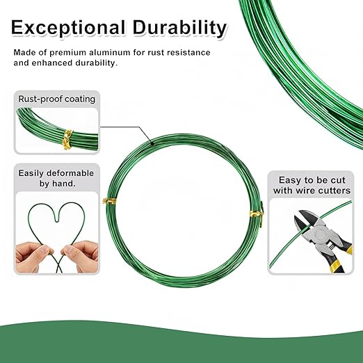 Bonsai Wire Kit, 98 Feet Green Aluminum Bonsai Tree Training Wire Bonsai-Tool Set Adjustable Wires Accessories for Holding Branches Small Trunks Bonsai-Trees Indoor Garden DIY Tools (Green, 1mm, 30m)