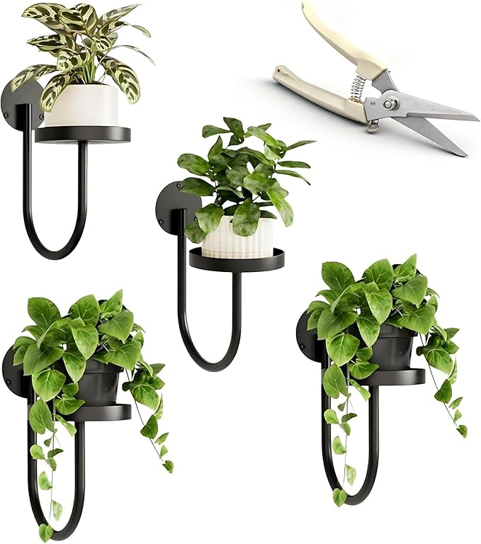 Hanging Planters for Indoor Plants with Garden Shears, 4 Pack Modern Wall Plant Holder & Plant Hanger Indoor, Metal Hanging Planter Set, Window Hanging Plant Holder & Plant Hanger for Home Decor