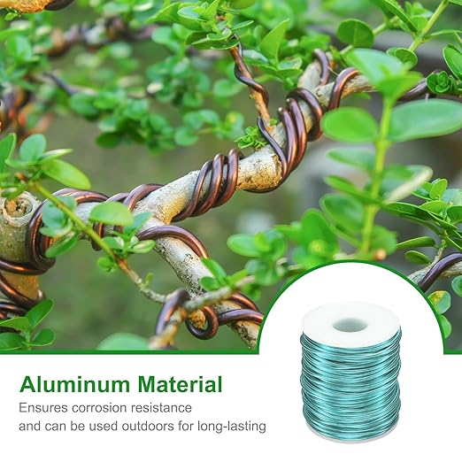 HARFINGTON Bonsai Wire Anodized Aluminum Training Wire Roll 2mm/12 Gauge 98ft Length Bendable Bonsai Tree Wire for Garden, Horticulture, Landscape, Planting, Light Blue