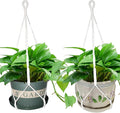 2 Pack Macrame Plant Hangers, 38‘’ Plant Hangers Indoor, Handmade Woven Cotton Style Hanging Plant Holder, Short No Tassels for Indoor Outdoor and Home Decor Hanging Planter