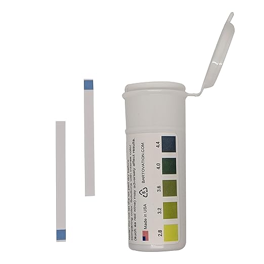 pH Test Strips for White Wine Making, Homebrew, Acidity, 2.8 to 4.4 pH [Vial of 100 Plastic Strips]
