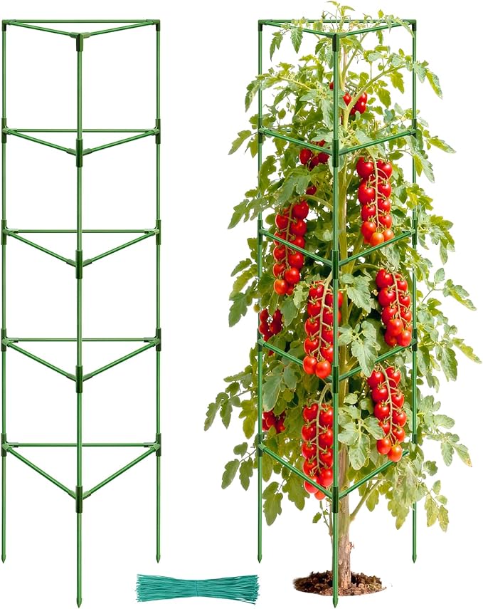 Halatool 72 Inch Extra Tall Tomato Cages for Garden, 2 Pack Heavy Duty Metal Plant Support Stakes for Climbing Plants, Adjustable Large Trellis for Outdoor Raised Garden Bed Vegetables Flowers Fruits
