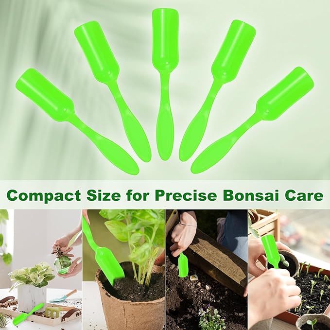 M METERXITY 20-Pack Mini Gardening Shovel Spoons, Plastic Garden Soil Scoops for Cultivation Digging Transplanting/Flower Planting/Plant Succulent, Colorful Small Gardening Tools [Green]