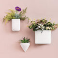 Resin Planters Geometric Wall Planters Indoor Plant Pots Colorful Wall-mounted Flower Pots Vertical Plant Container Air Plant Holder Wall Vase for Cactus Succulents Herbs and More … (3 White)