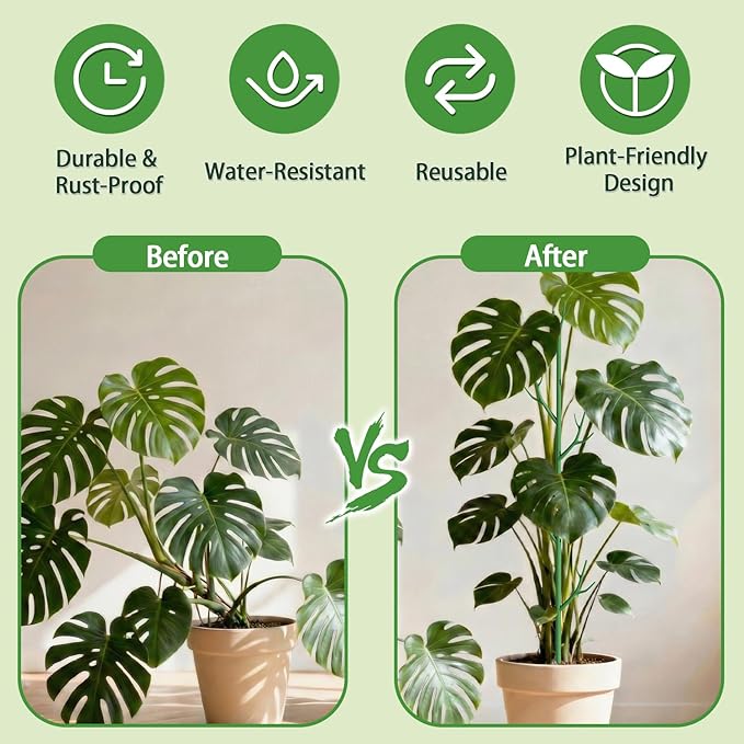 Telescoping Monstera Plant Support Stakes,17.3IN to 43.3IN Detachable Branch Plant Sticks Support Tall for Indoor Outdoor Climbing Plants,Adjustable Length Plant Accessories for Potted Plant-2 Pack
