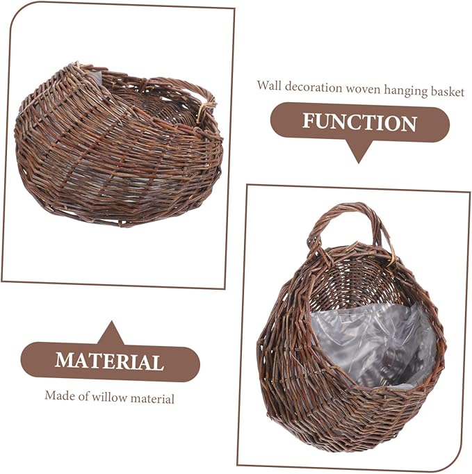 Wall Hanging Flower Pot Small Woven Baskets Wall Planter Basket Seagrass Plant Pot Seagrass Planter Rattan Wall Planter Plant Pots Indoor Nest Shape Basket Wicker Storage Box Rural