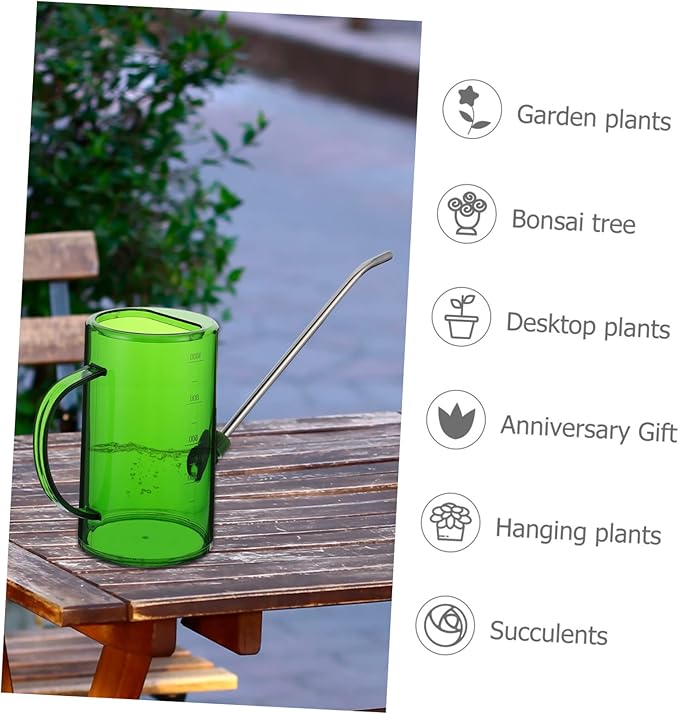 VOSAREA Stainless Steel Long Spout Watering Can for Outdoor Plants 1.5L Sprinkling Kettle Removable Nozzle for Succulents and Garden Use