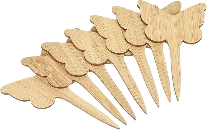 PATIKIL Plant Labels, 20Pcs Bamboo Butterfly Shape Marker Tags for Outdoor Indoor Garden