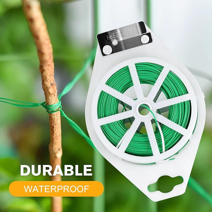 328FT Garden Twist Tie Wire – with Built-in Cutter, Rustproof Flexible Binding Wire for Plants, Tomatoes, Vines – Multi-Purpose for Garden, Home, and Office Organization