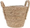 Alipis Seagrass Basket Planters Flower Pots with Plastic Liner, Plant Containers Storage Holder Wicker Rattan Vase with Handle