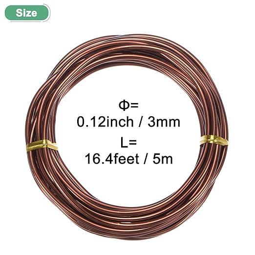M METERXITY 3mm Bonsai Training Wire, 16.4 Feet Total Anodized Aluminum Bonsai Wires for Bonsai Tree Shaping/Branches Fixing/Trunk Holding/DIY Crafting [Bronze]