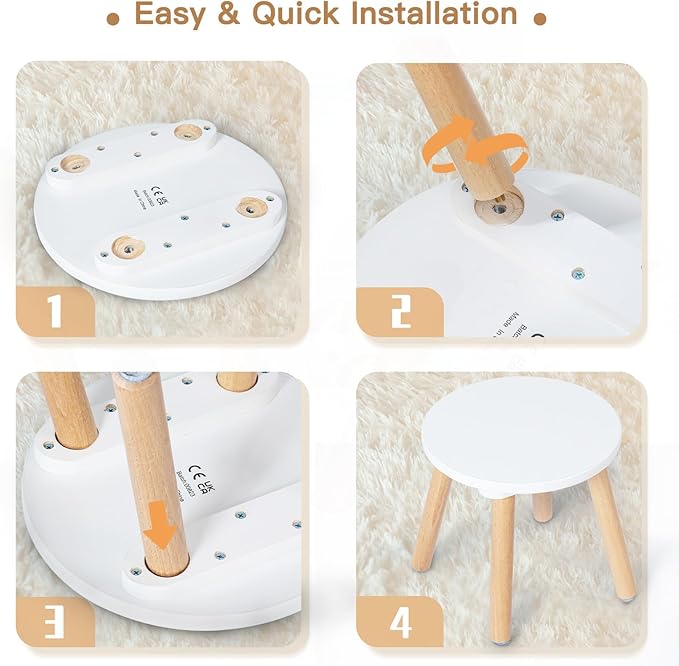 Frogprin 1 Pack Wooden Step Stool for Kids, Kids Chairs Perfect Matched Sensory Table, Multi-Purpose Sitting Stool 10 in Children's Stool for Bathroom Kitchen & Bedroom, Stable Natural Anti-Slip