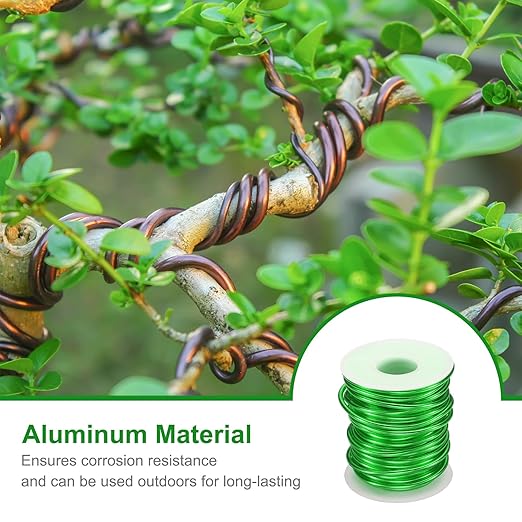 HARFINGTON Bonsai Wire Anodized Aluminum Training Wire Roll 3mm/9 Gauge 33ft Length Bendable Bonsai Tree Wire for Garden, Horticulture, Landscape, Planting, Green