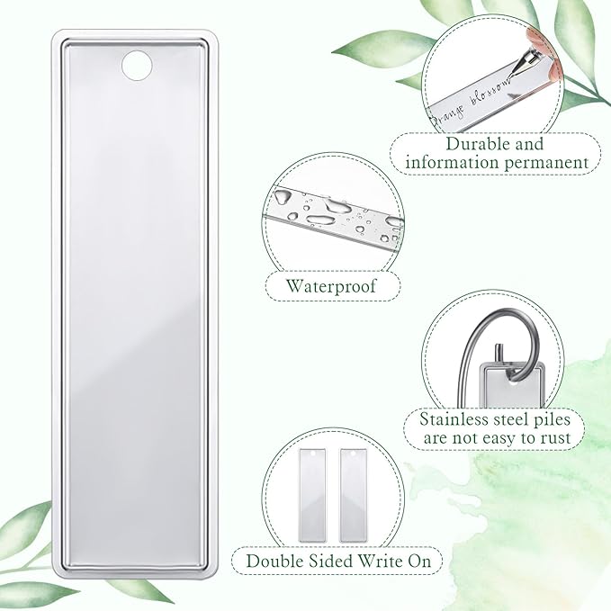 Yaocom 50 Pcs Aluminum Plant Tags Metal Plant Labels with 50 Metal Wires 30 Rod 1 Lettering Pens Tree Markers Double Sided Waterproof Tree Tags for Outdoor Indoor Gardening Labeling