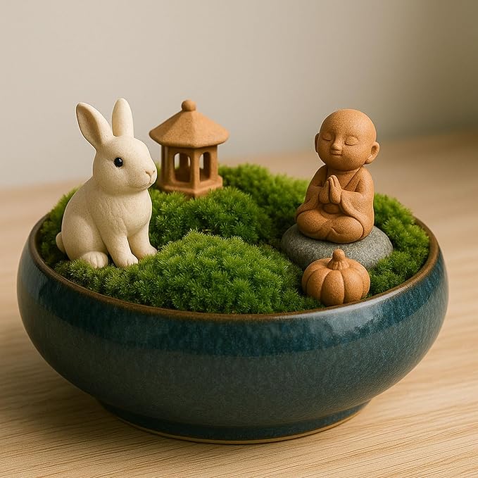 Oncpcare Lotus Bowl Planter – Ceramic Water Plant Pot Sacred Bonsai Bowl Lotus Flower, Shallow Glazed Vase for Lotus Seeds, Bonsai, Succulents, Hydroponic Plants (Blue)
