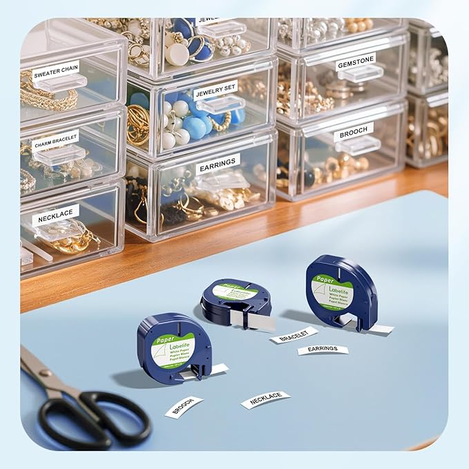 15-Pack Compatible with Dymo LetraTag Refills White Paper 12mm x 4m 1/2" x 13' 91330 10697 Label Tape for LetraTag LT-100T LT-100H Plus 200B Label Maker