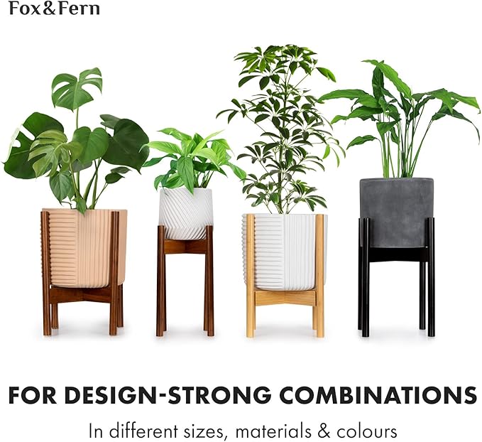 Fox & Fern 8 Inch Black Plant Pot with Drainage Plug — Premium Lightweight Fiberstone Matte Black Planter - 8 Inch Pots for Plants - for Indoor & Outdoor Use - Weather Resistant & UV Resistant