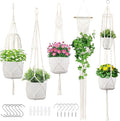 Macrame Plant Hangers 5Pack, Handmade Cotton Rope Hanging Planters for Indoor Plants w/ 5 Set Hooks Hanging Plant Holders Plant Hanger Indoor for Boho Home Decor (Ivory, Planter Pot Not Included)