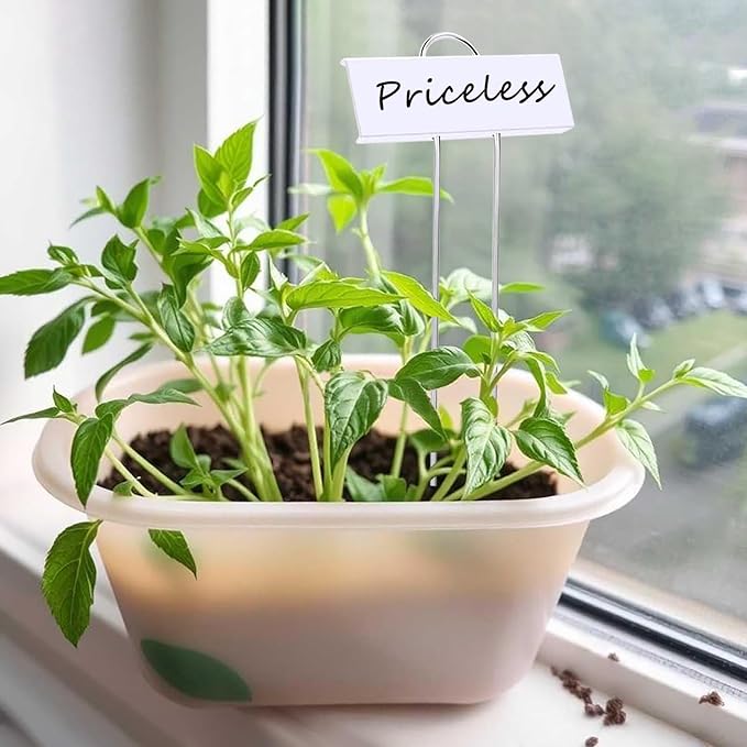 Plant Labels Metal Garden Plant Markers Plant Marking Plant Labeling Weatherproof Garden Stake Tag Plant Tags with Pen for Seedling Nursery Flower Herb Vegetable Greenhouse(30 Pack) (White)