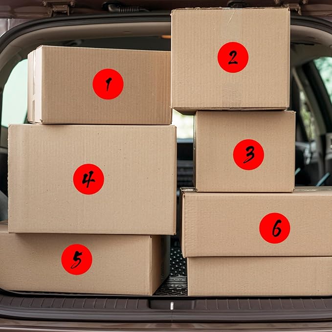 Red Circle Thermal Labels Vinyl 3 Inch Self-Adhesive Round Stickers Roll Waterproof Printer Decals Name Tag for QR Code DIY Office Address 500 PCS