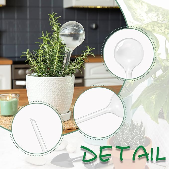 Pynqdfu 14 PCS Plant Watering Globes,Clear Self-Watering Bulbs,Plastic Automatic Watering Globes for Plant Indoor Outdoor,Garden Water Device