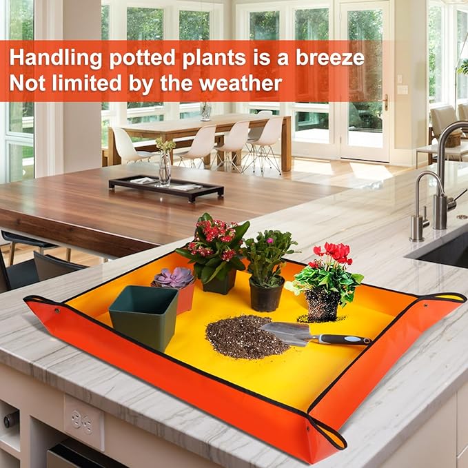 HNXTYAOB Large Potting Mat for House Plants Transplanting and Soil Mix Control Waterproof RepottingTray Gardening Tools Plant Gifts for Plant Lovers (39.5"X31.5")