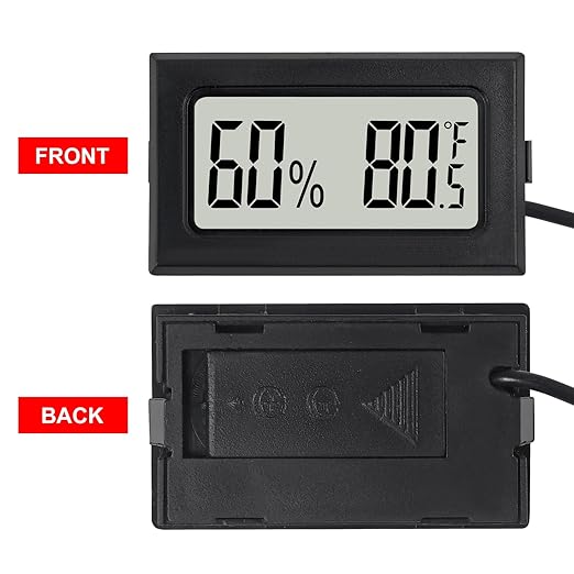3Pcs Mini Digital Thermometer Hygrometer with Probe Electronic Temperature Humidity Gauge Meters Indoor LCD Display Fahrenheit for Humidors,Greenhouse,Garden,Incubator Reptile Terrarium