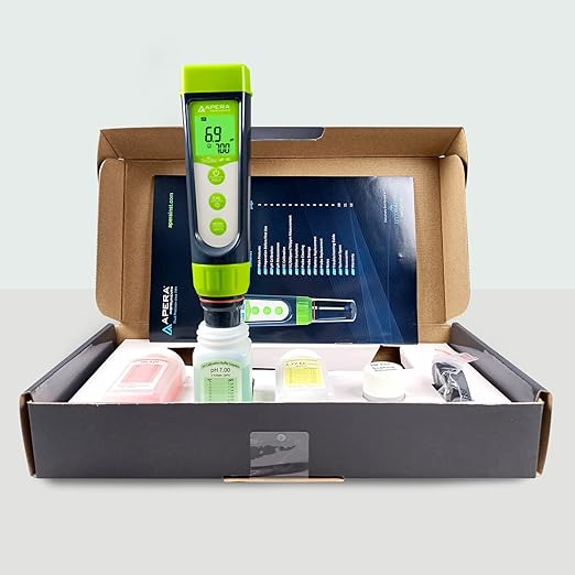 Apera Instruments GroStar Series GS4-P pH/EC/500ppm/700ppm/ORP 6-in-1 Combo Pen Tester Kit with Replaceable Double-Junction pH/EC Probe and ORP Probe for Hydroponics Water Quality Testing, Gen II