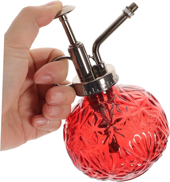 Toddmomy Vintage Glass Spray Bottle Small Watering Kettle with Top Pump for Indoor Plants Refillable and Portable Garden Sprayer for Flower