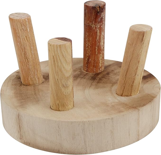 4 PCS Mini Wooden Stool Plant Stand, Small Plant Display Stool, Wood Plant Riser Stands, Round Wood Plant Holder for Indoor and Outdoor Home Decor, 2 Sizes
