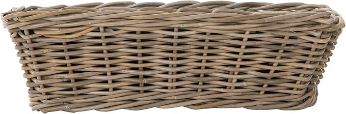 Kouboo Rectangular Rattan Planter Basket with Handles 2.5 Gallon Plastic Pot Liner with Drain Holes Included No Saucer Indoor and Outdoor Use