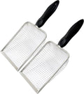 Waziaqoc Gardening Soil Sifter Set of 2, Stainless Steel Sand Compost Sifter 3.8mm and 5mm Mesh Sifter with Black Plastic Handle, Suitable for Sifting Sand, Dirt, Gravel, Compost