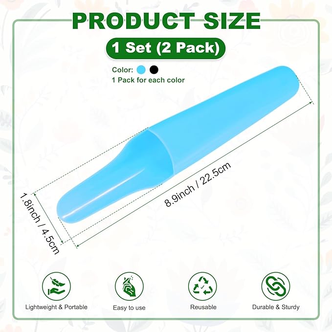 M METERXITY 2-Pack Bonsai Soil Scoops, Plastic Garden Soil Scoops Bucket Shovel Potting Scoopers for Transplanting/Flower Planting/Plant Succulent, Colorful Small Gardening Tools [Black, Blue]