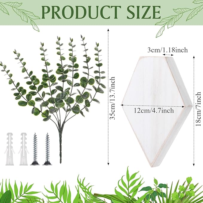 Chunful 2 Pcs Wooden Wall Planter Decor Hanging Fake Plants Greenery Flowers Holder Vase Boxes for Wall Bohemian Farmhouse Room Kitchen Office Indoor Decoration(Retro White,7.1 x 4.7 x 1.2 Inches)