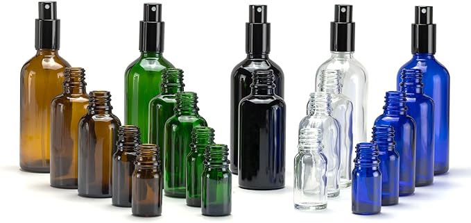 YIZHAO Amber Glass Spray Bottles 1oz, with Small Fine Mist Spray, Metal Cap, Refillable for Essential Oil,Travel,Cleaning,Perfume,Aromatherapy,Makeup – 24 Pcs