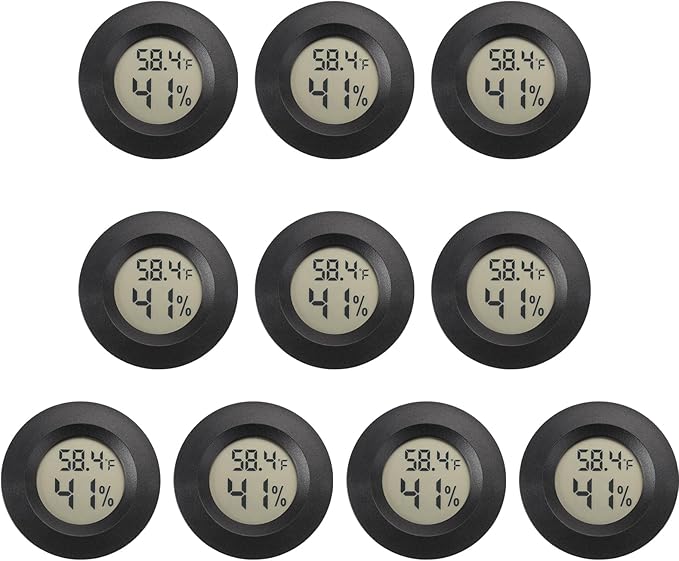 Mini Hygrometer Digital Thermometer Humidity Meter 10 Pack Hygrometer Thermometers Indoor/Outdoor Humidity Monitor Reptile Thermometer for Greenhouse Garden Cellar Fahrenheit(℉)/ Celsius(℃)