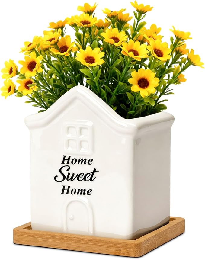 T4U House Warming Gifts New Home, 3.5 Inch Succulent Pots Home Sweet Home, Housewarming Gifts Small Pots for Plants, New Home Gift Ideas for New Apartment