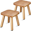 Chunful 2 Pcs Small Wooden Step Stool for Kids 9 Inch Decorative Cute Footstool