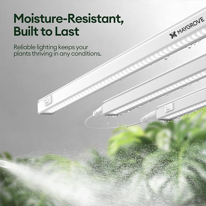 Maygrove Grow Lights for Indoor Plants, Sunlike Full Spectrum 5000K 1FT LED Growing Lamp 28W (4 x 7W), T5 Grow Light Strip for Seed Starting, Vegetables, Linkable, White, 4-Pack