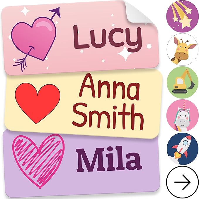 Personalized Name Labels for Kids (70 Labels) - Durable & Waterproof Custom Name Stickers for Clothing Tags, School Supplies, Camp & Daycare - Forever (1.2”x0.5”)