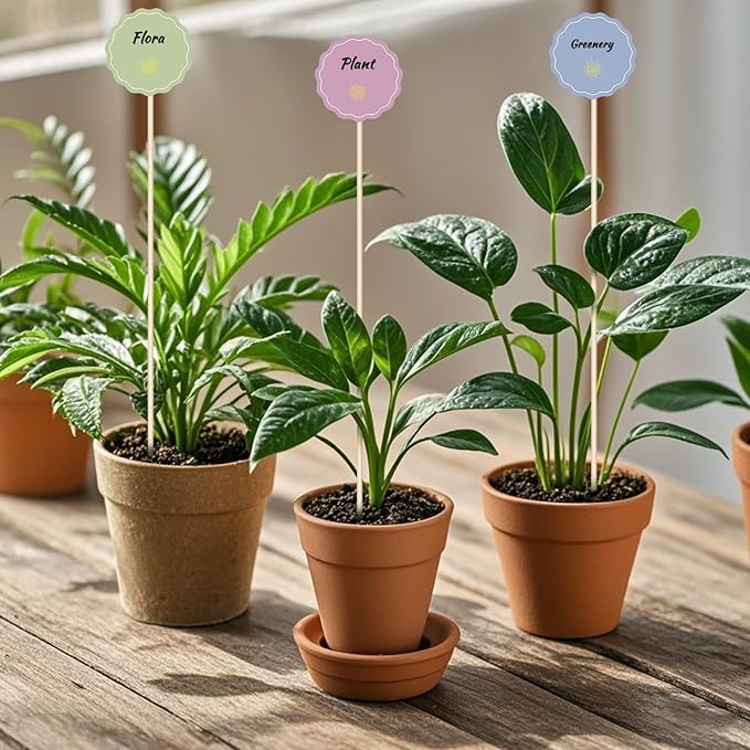 46 PCS Bamboo Plant Stakes 18 Inch, Wood Plant Support for Gardening for Potted Floral Plant, Indoor Wooden Sign Posting Garden Stick, Crafts Sticks with 46 PCS Wires(4")