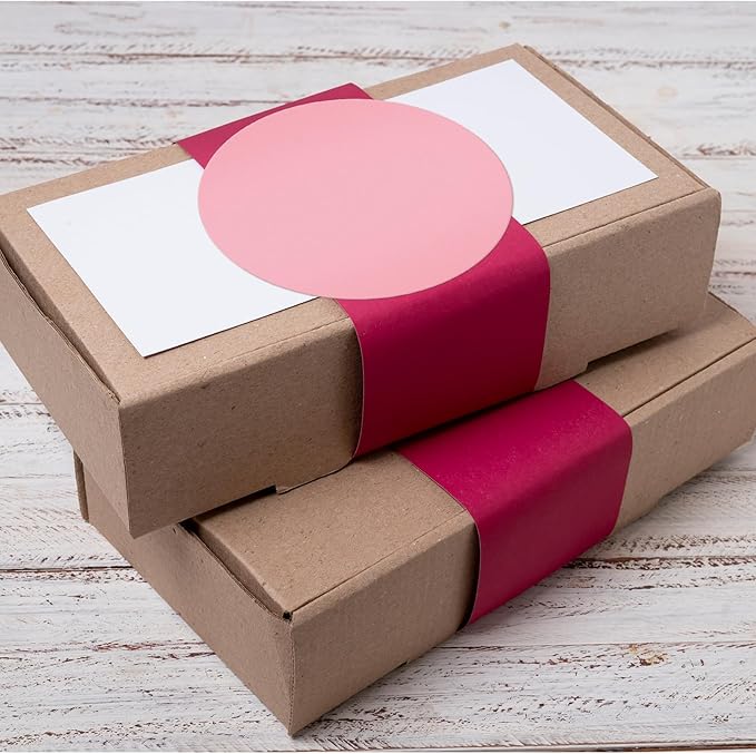 Pink Circle Thermal Labels Vinyl 3 Inch Self-Adhesive Round Stickers Roll Waterproof Printer Decals Name Tag for QR Code DIY Office Address 500 PCS