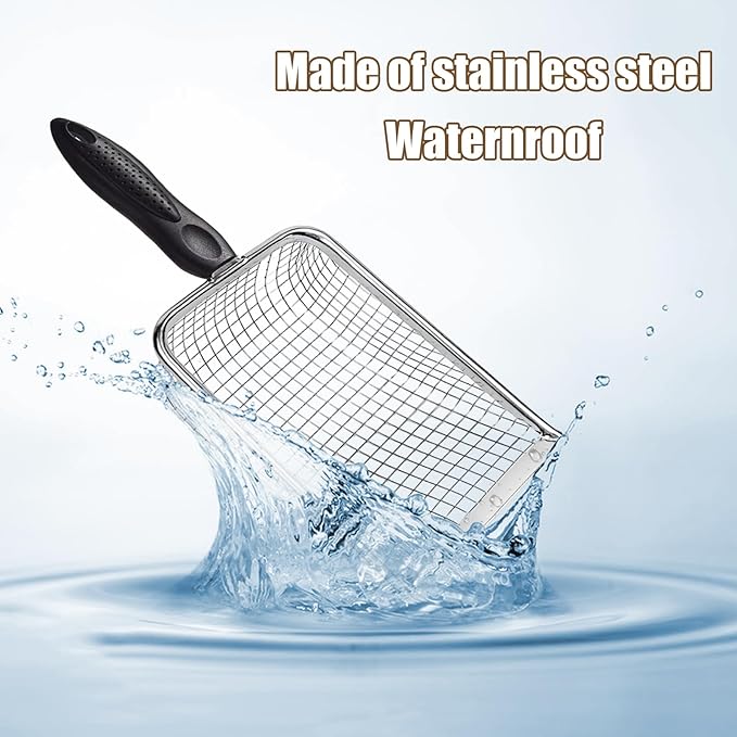 2 PCS Gardening Soil Sifter 3.8 & 5mm Mesh Stainless Steel Square Compost Sieves with Handle Portable Scoop Shovels for Soil, Rocks, Sand, Dirt