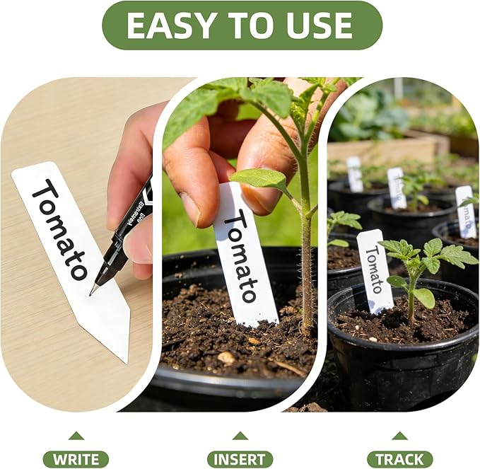 Cleangor 330Pcs Plant Labels with Marker Pen, 4" Plant Tags for Garden Waterproof, Reusable Plastic Plant Markers Garden Labels for Seedlings, Vegetables, Flowers, Gardening Organization Kit