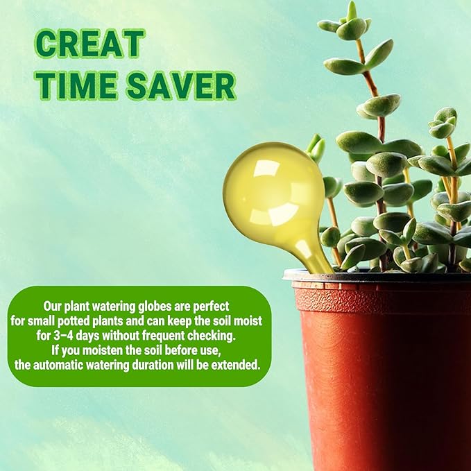 2 Pack Small Self-Plant Watering Globes – Automatic Plant Waterer Bulbs, Plant Watering System for Indoor and Outdoor Potted Houseplants, Plant Watering Devices（Yellow Small）