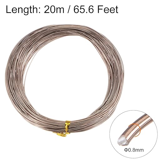 HARFINGTON Bonsai Training Wire 0.8mm Total 20mm 66 Feet Anodized Aluminum Wire Corrosion Resistant Garden Wire for Plants Bonsai Trees Shaping Bending Indoor, Brown