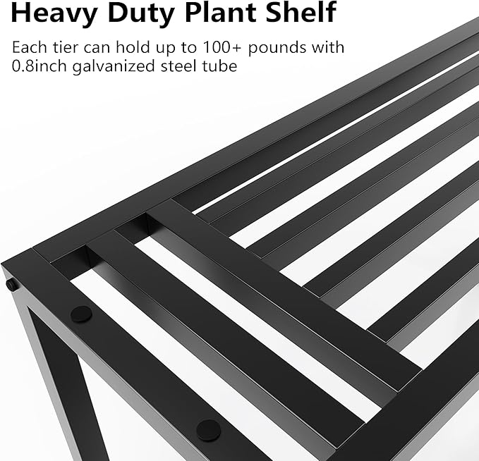 Plant Stand Indoor Outdoor,3 Tier Ladder Metal Plant Stands Riser,Heavy Duty Wrought Iron Plant Shelves for Multi Large Pots,Black Tiered Flower Display Holder for Living Room,Patio,Balcony