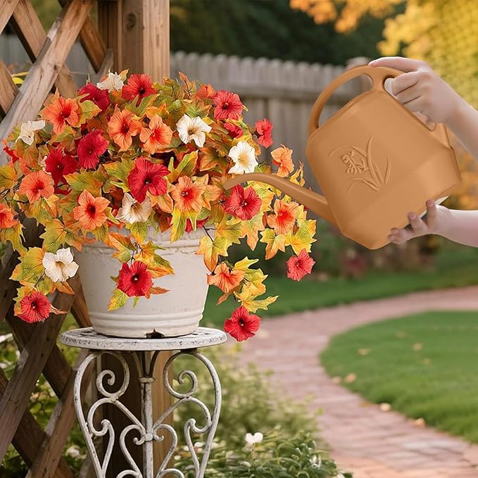 Hand Plastic Watering Can - for Indoor and Outdoor Home Garden Plants - with Long Spout - Copper Color - 1/2 Gallon