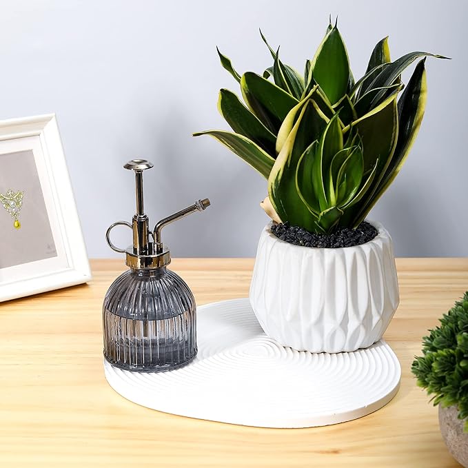 Glass Plant Mister Spray Bottle, Succulent Spray Bottle with Top Pump, Glass Plant Sprayer Mister Vintage Spritzer Small Watering Can for Indoor Outdoor Houseplant - Grey
